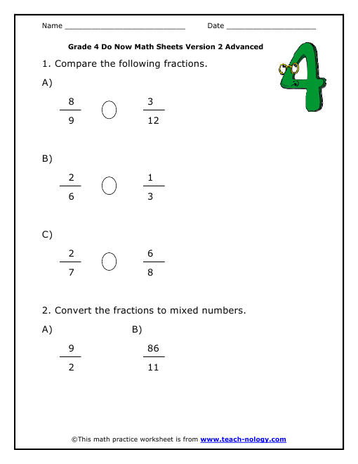 Math Problems Fractions Worksheets Newest With Grade 4