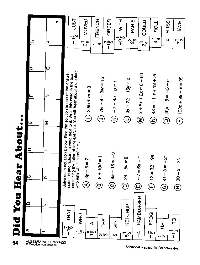 Math With Pizzazz Page 90 Worksheets For All Math Worksheet Did