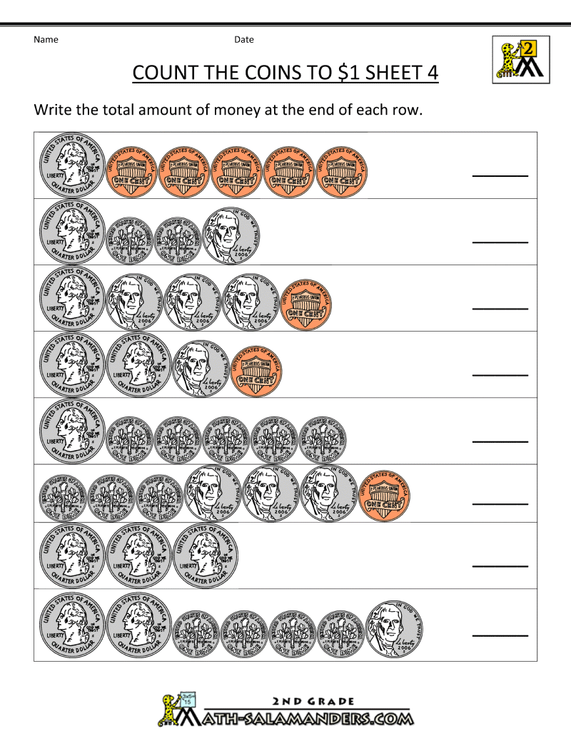 Math Worksheets 2nd Grade Counting Money 170769