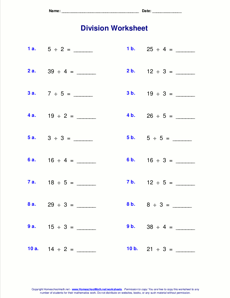 Math Worksheets Division 4th Grade 34080