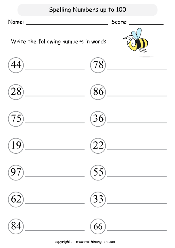 Math Worksheets Numbers To 100