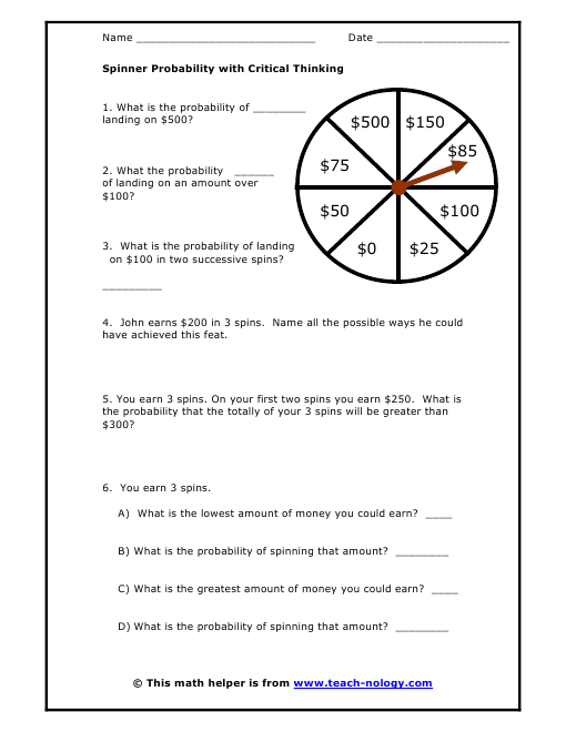 Math Worksheets Statistics Probability 447787