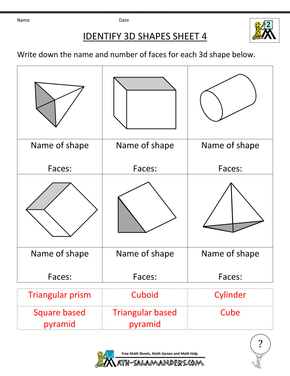 Maths Worksheets For Grade 2 Solid Shapes 545531