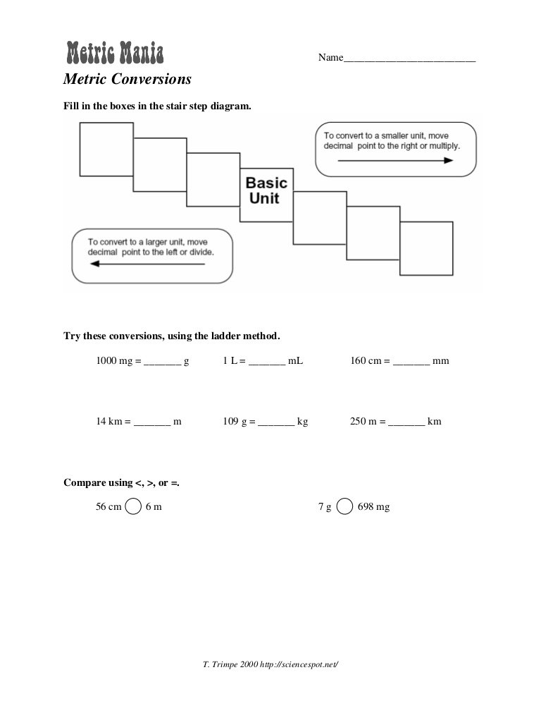 Metric Mania Worksheet The Best Worksheets Image Collection