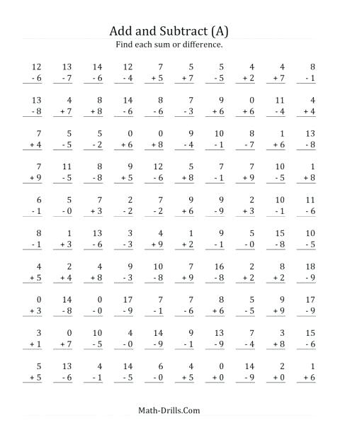 Mixed Addition And Subtraction Worksheets Grade 2 Math Printable