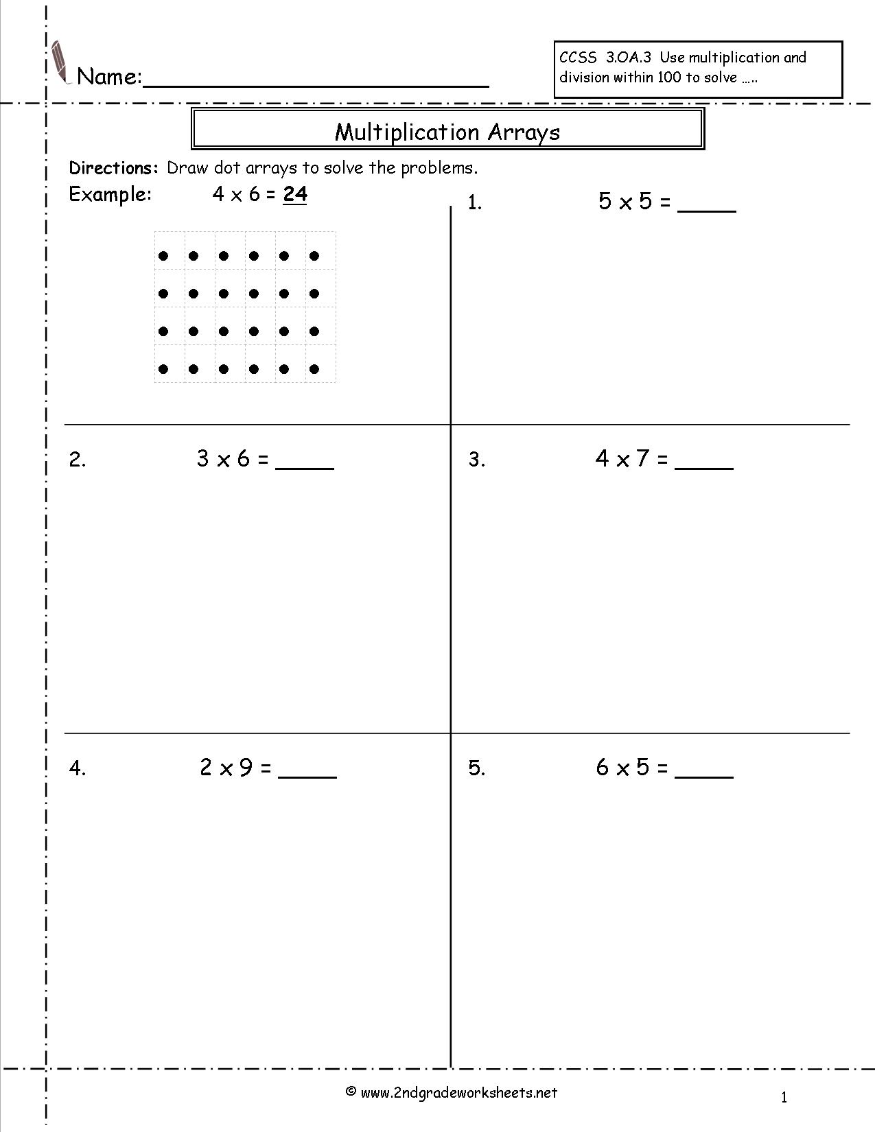 Multiplication Arrays Worksheets For 3rd Grade 271342