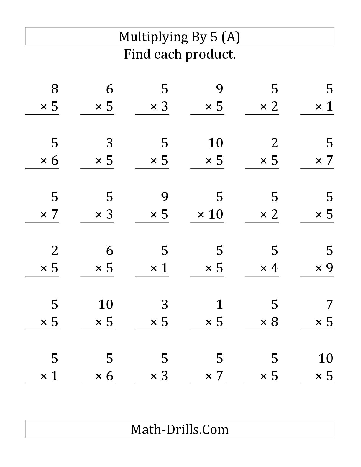 Multiplication Worksheets To 5 47535