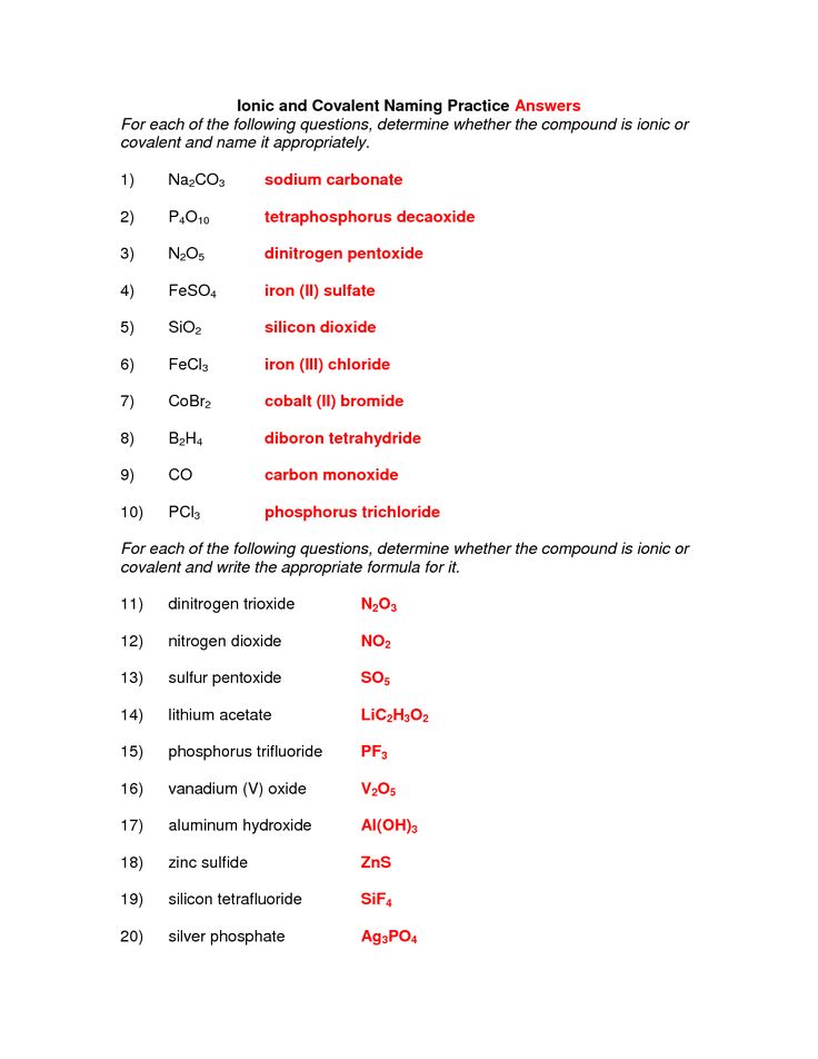 Naming Covalent Compounds Worksheet Answer Sheet 831231