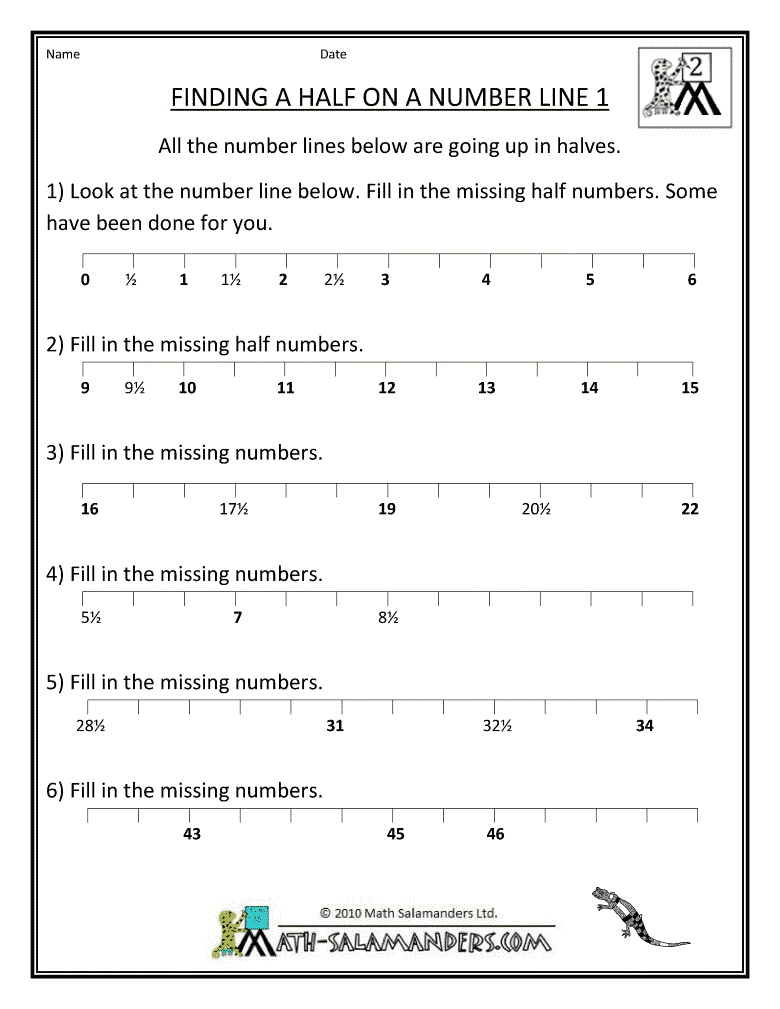 Number Line Activities 2nd Grade