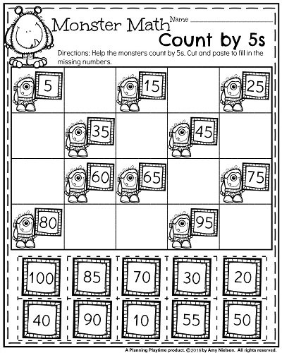 October First Grade Worksheets Cut And Paste Math Worksheets For