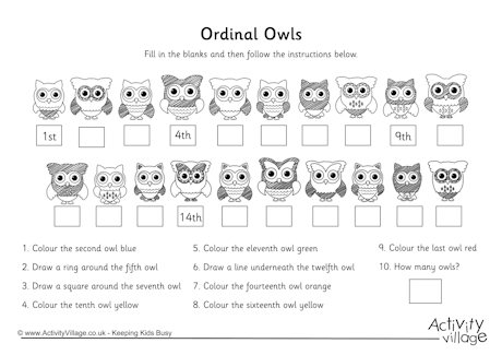 Ordinal Numbers Worksheet Activity Village Fresh Ordinal Numbers