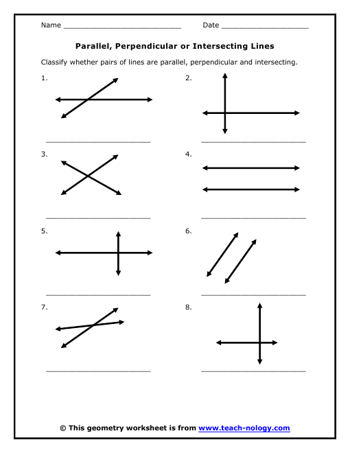 Parallel And Perpendicular Lines Worksheet Parallel Perpendicular