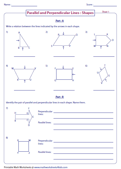Parallel And Perpendicular Lines Worksheet Parallel Perpendicular