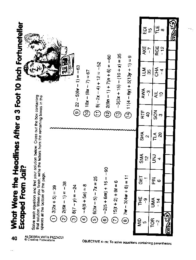 Pizzazz Worksheets Answers