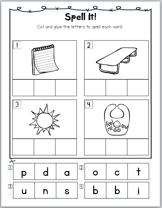 Pleasant Free Cut And Paste Blends Worksheets For Cut And Paste