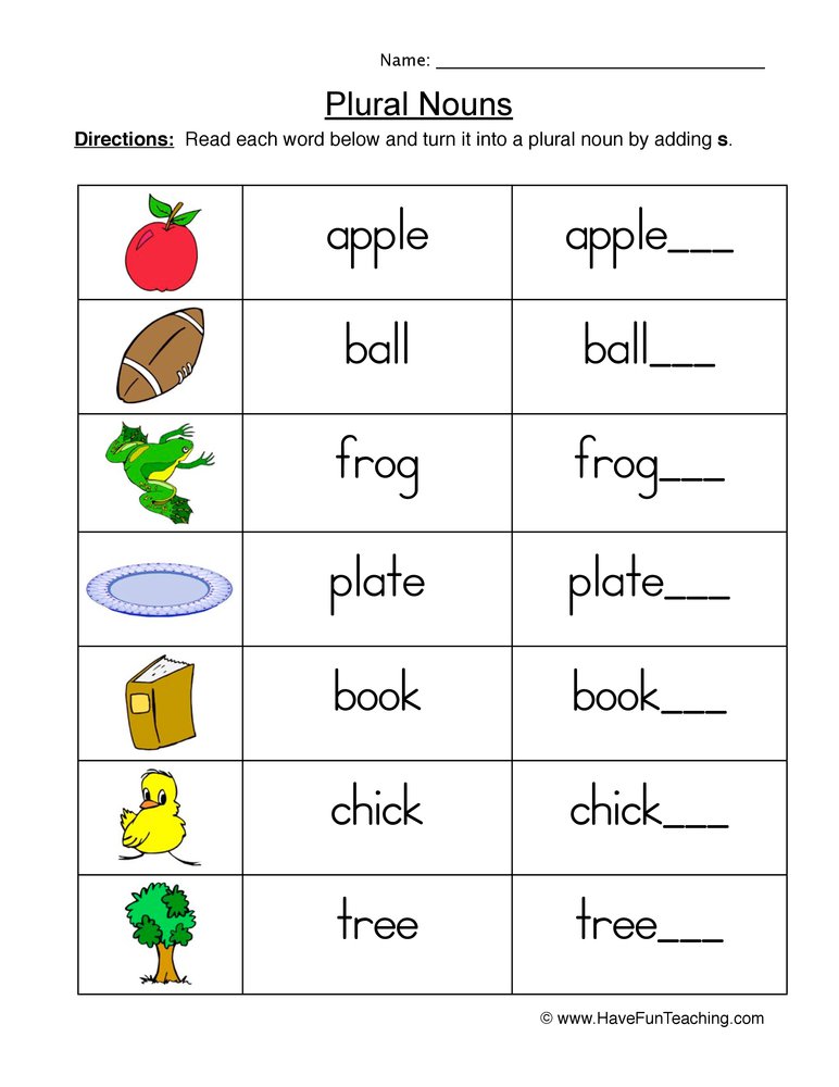 Free Printable Plural Noun Worksheets For 2nd Grade