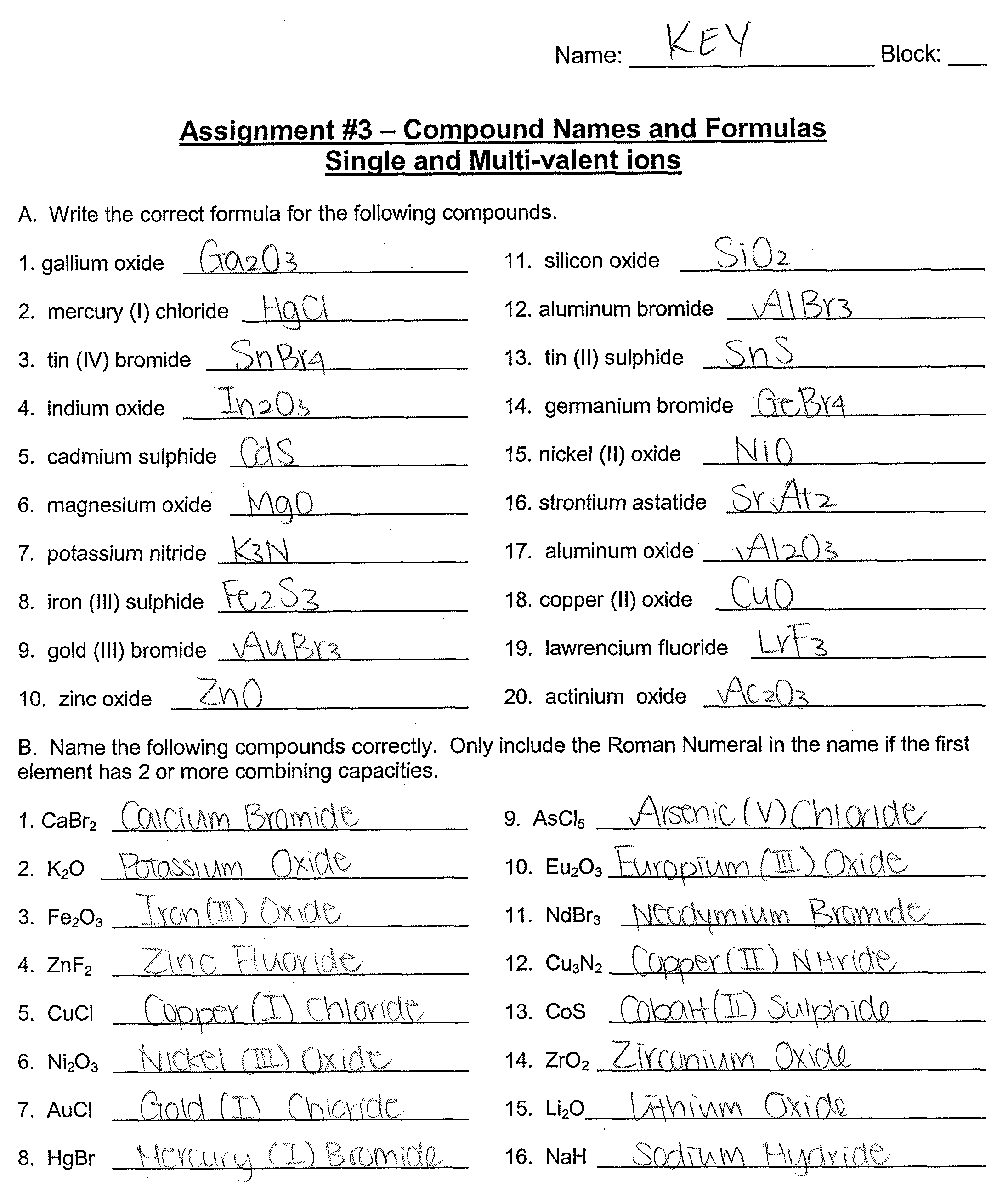 Polyatomic Ion Key Ions Can A Group Of Atoms Have Worksheet