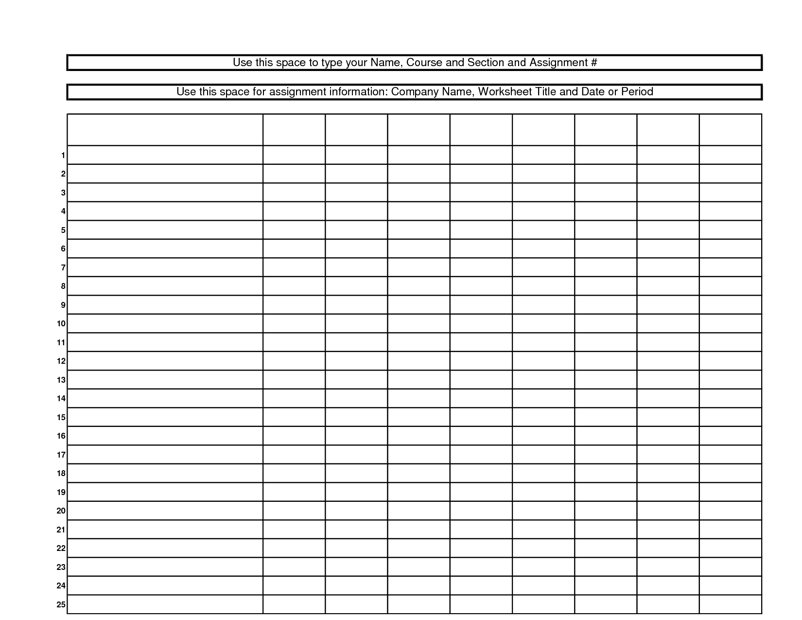 Printable Blank Chart Paper 28 Images Of 8 Column Worksheet