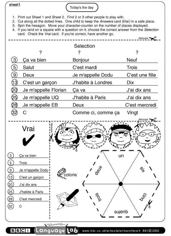 Printable French Worksheets 634062