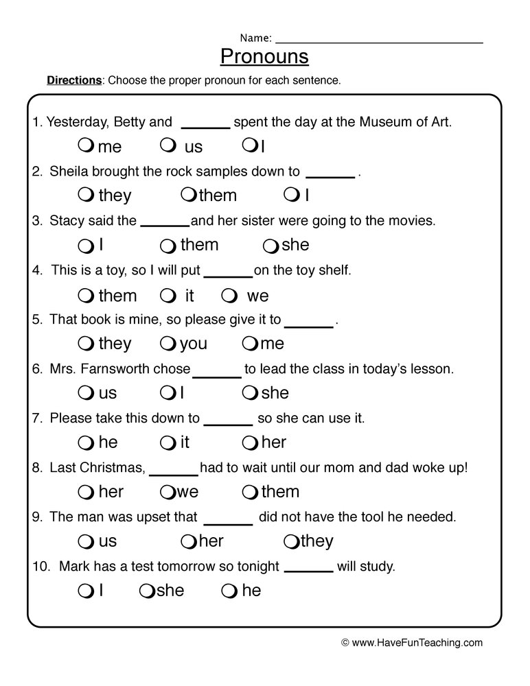 Pronoun Worksheets Possessive Pronoun Worksheet Worksheets