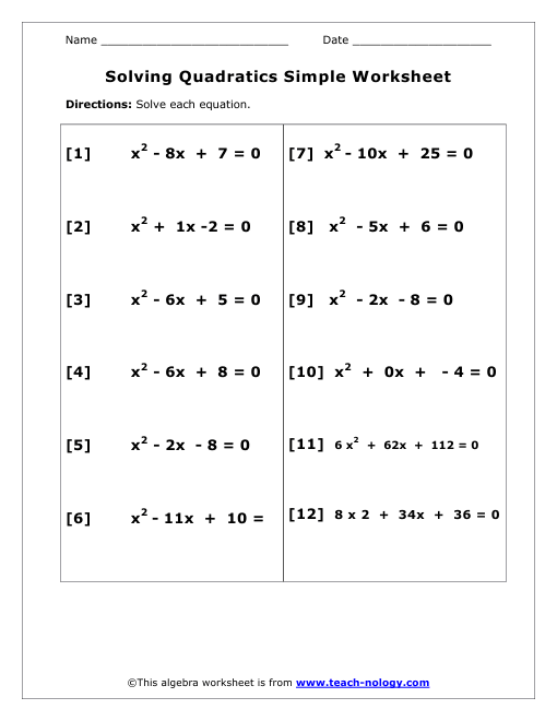 Quadratic Equation Worksheet 5 Quadratic Formula Worksheet Mucho