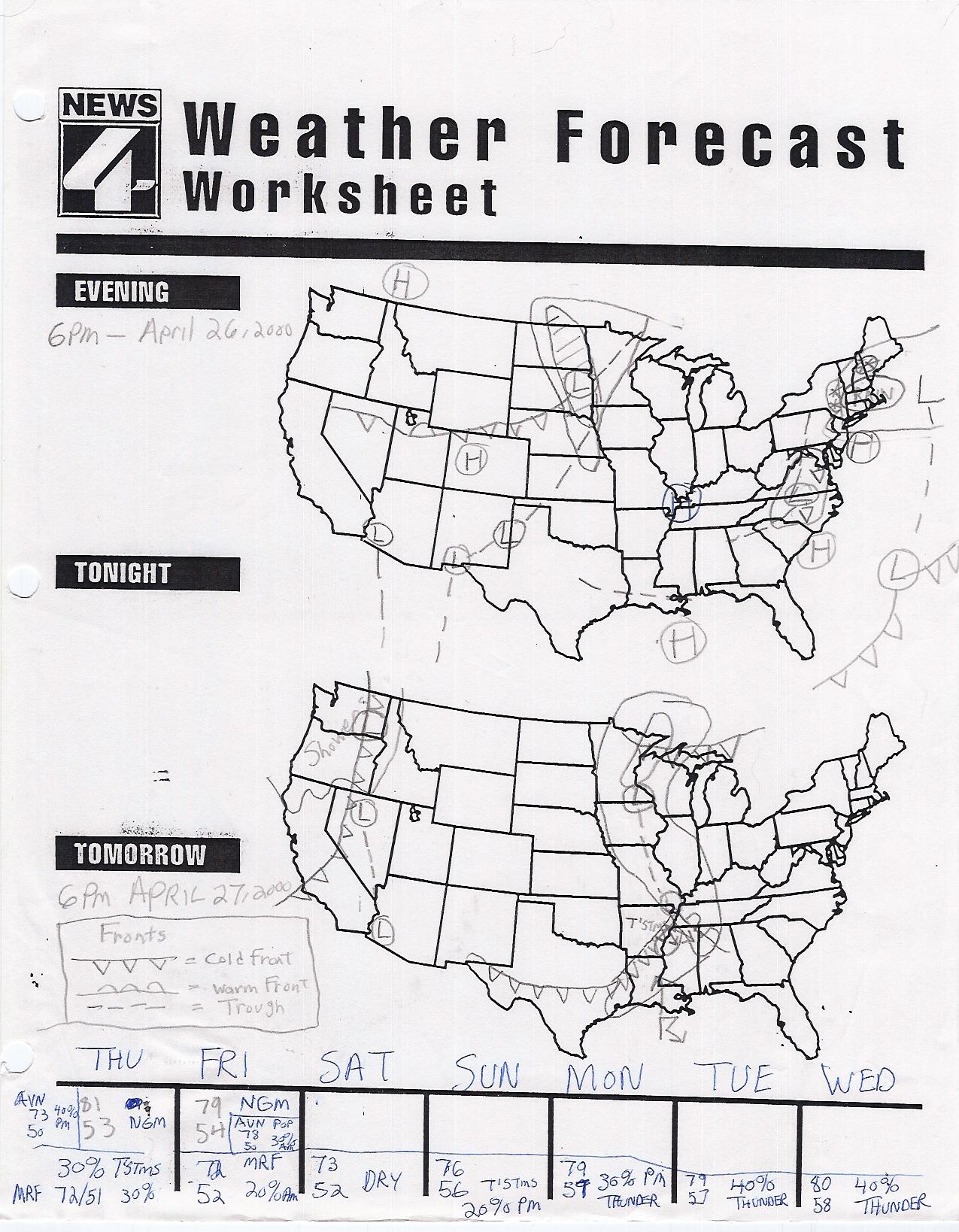 Read A Weather Map Worksheet