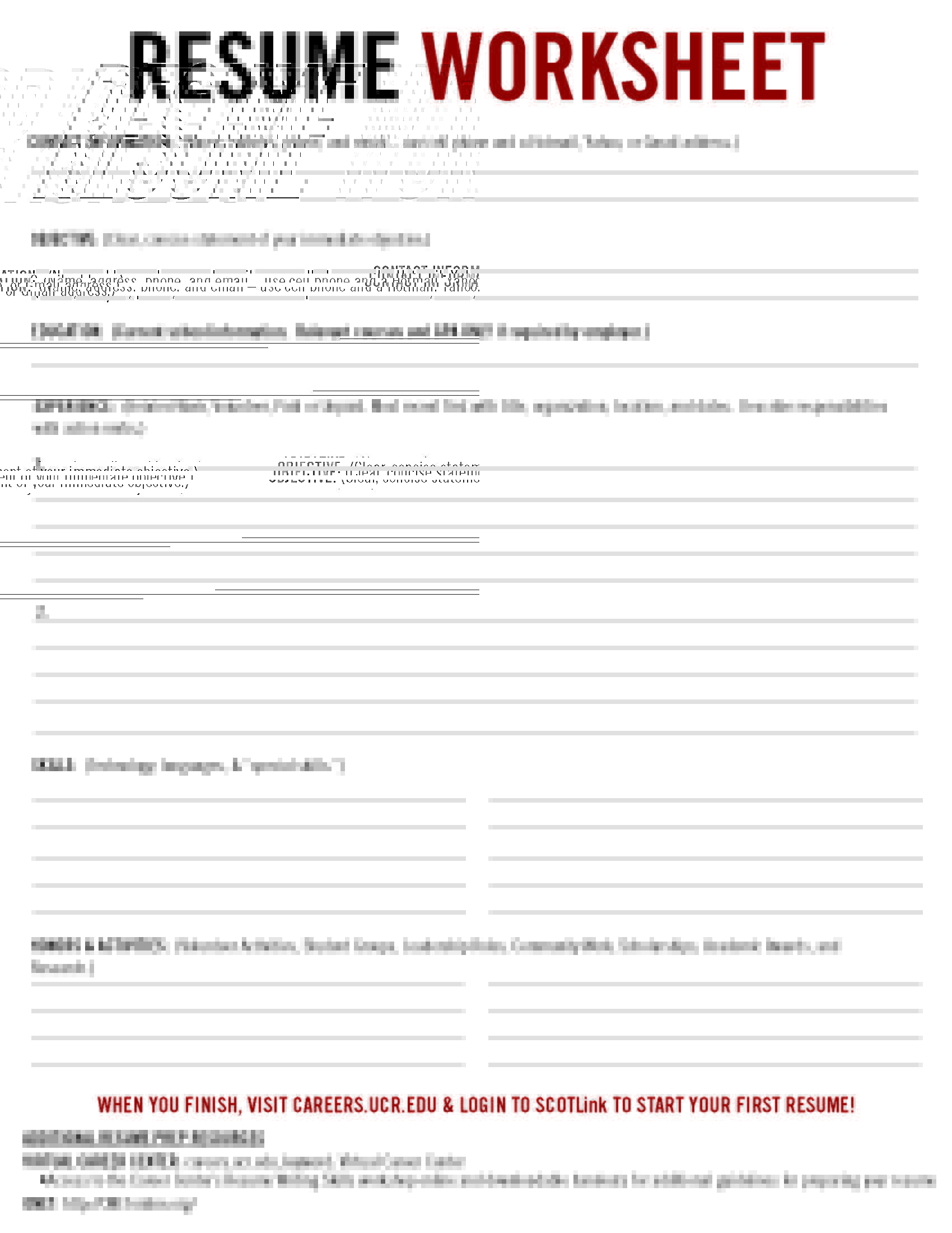 Resume Worksheet 10