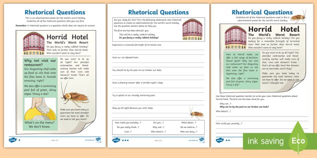 Rhetorical Questions Differentiated Worksheet   Activity Sheets