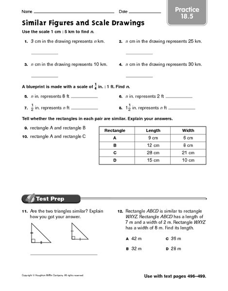 Scale Drawing Worksheet Scale Drawings Worksheet With Answers