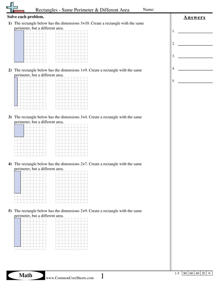 Same Area Different Perimeter Worksheets