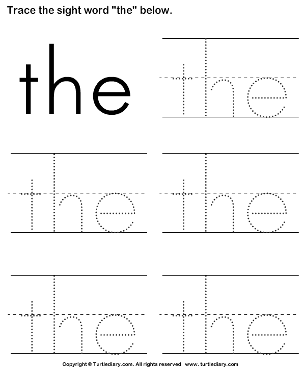 Sight Word The Tracing Sheet Worksheet