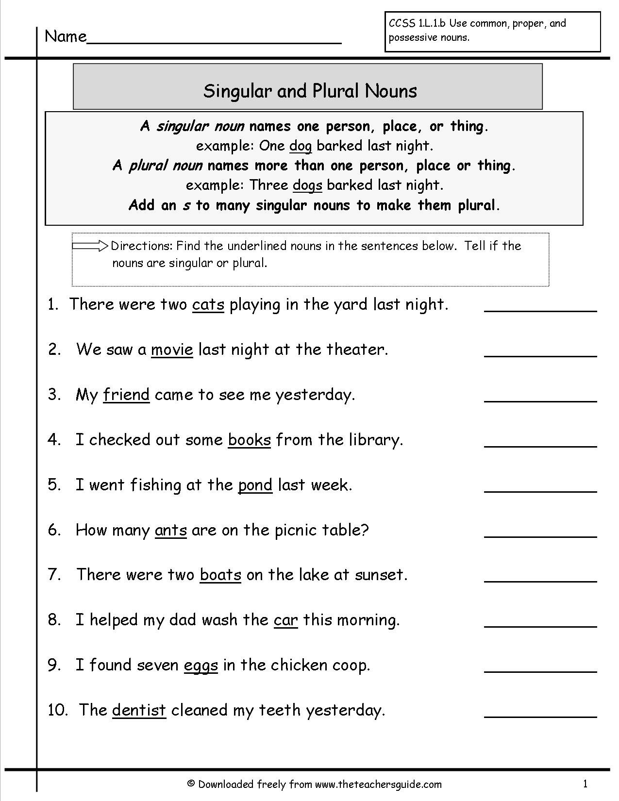 Singular And Plural Nouns Worksheets For 3rd Grade The Best