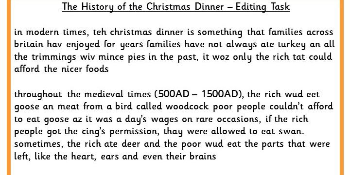 The History Of The Christmas Dinner Editing Task