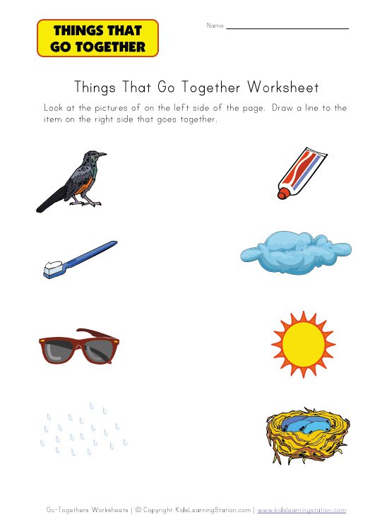 Things That Goes Together Worksheets