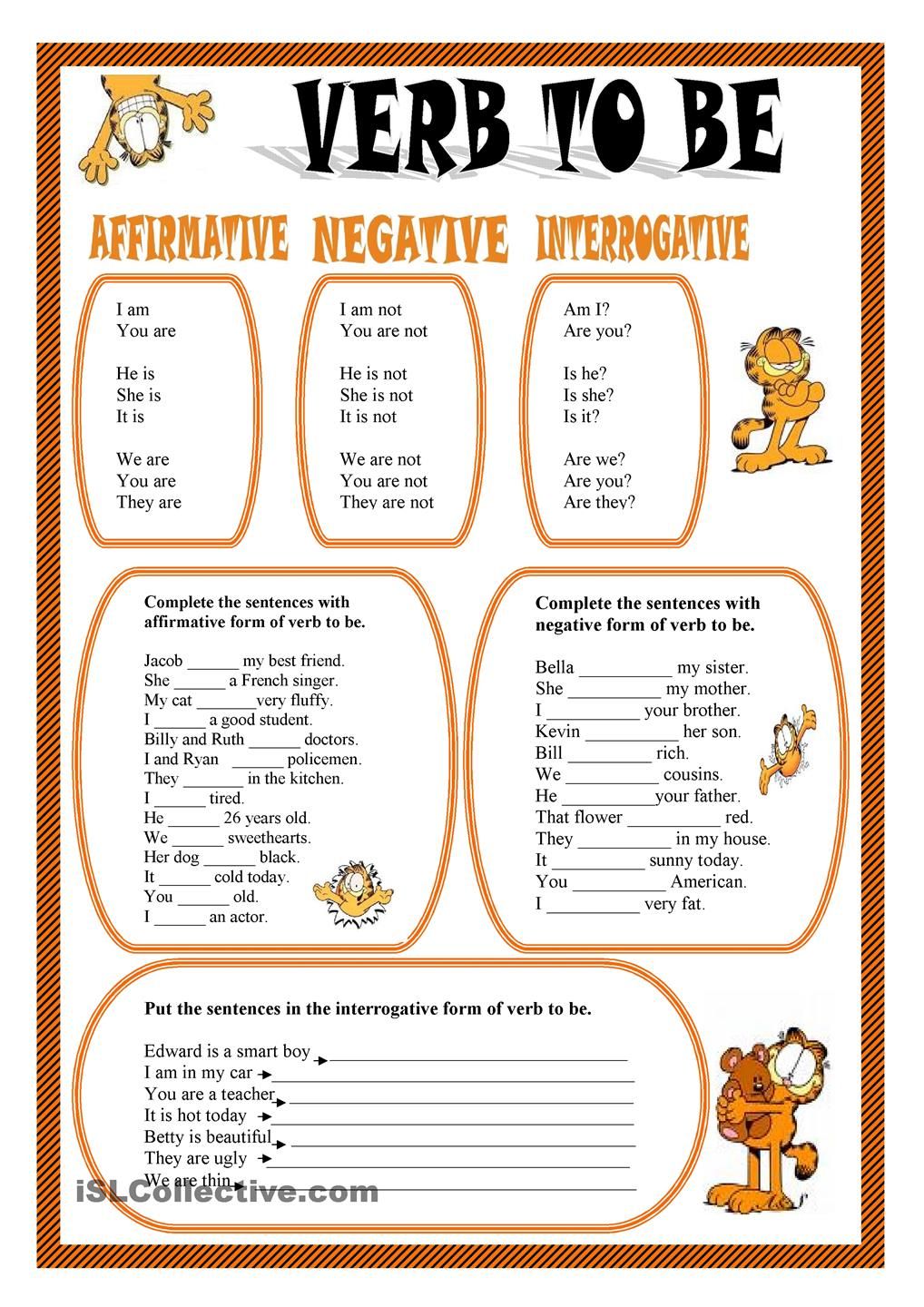 To Be Verb Worksheets 17716