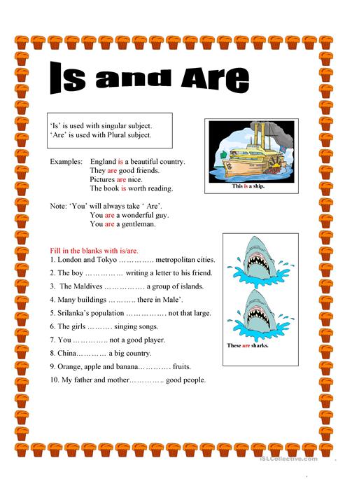 Use Of Is And Are Worksheet