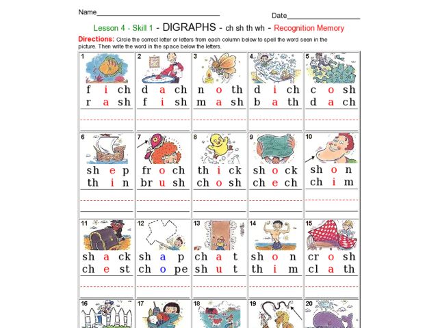 Useful Blends And Digraphs Worksheets For Third Grade In Digraphs
