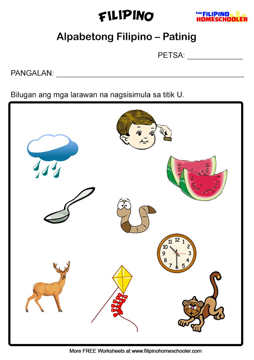 Worksheet For Kindergarten In Filipino