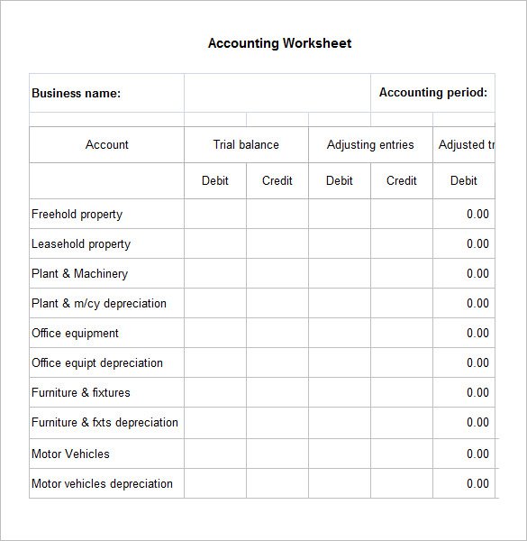 Worksheet Templates Free 5 Accounting Worksheet Templates Free