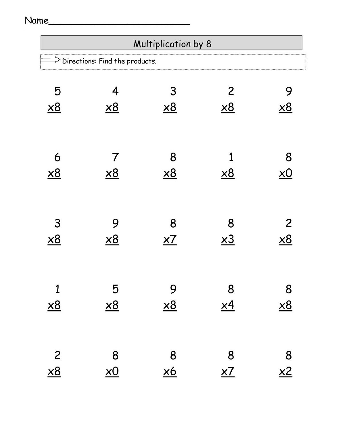 Multiplication X4 Worksheets Multiplication X4 Worksheets