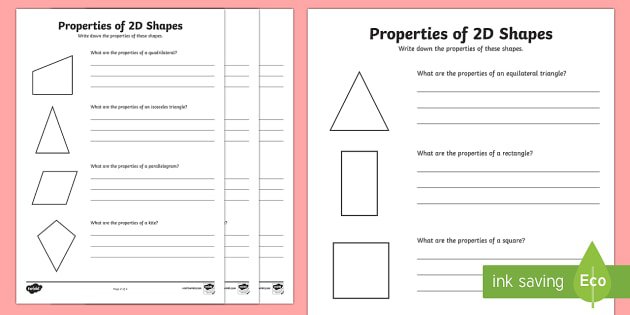 Year 6 Properties Of 2d Shapes Activity Worksheets