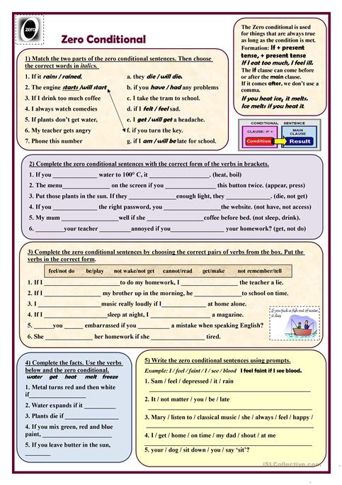 Zero Conditional (exercises) Worksheet