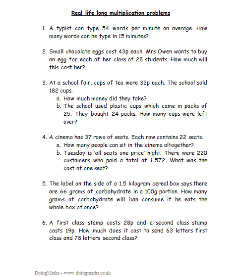 10+ Long Multiplication Problems