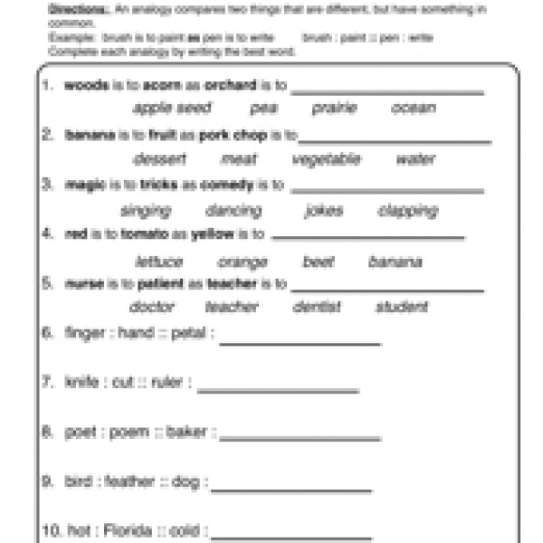 4th Grade Analogies Worksheets 248463