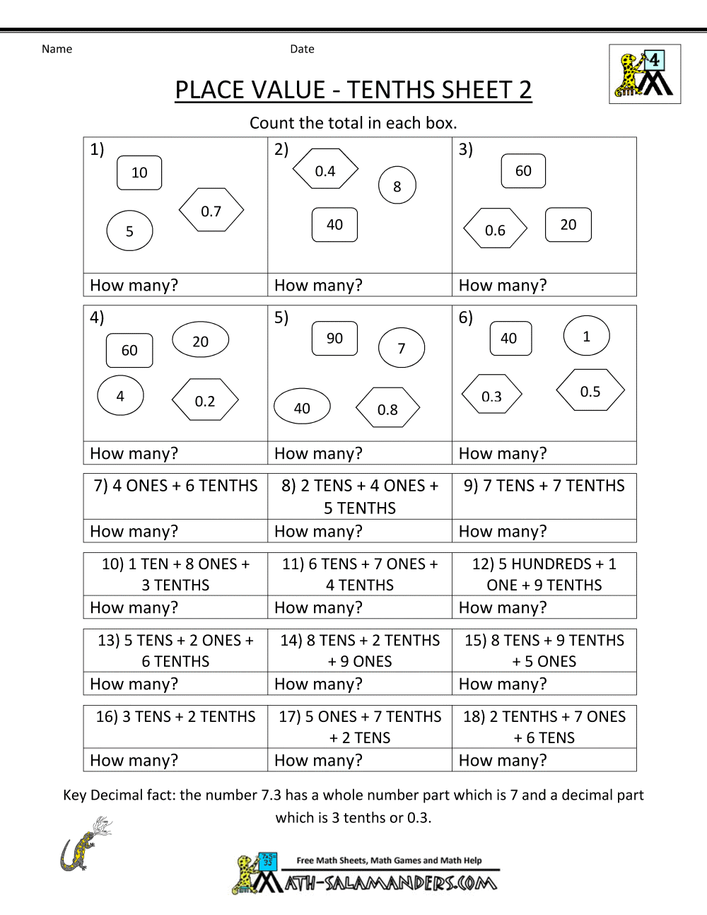 Math Worksheets For 4th Grade Place Value