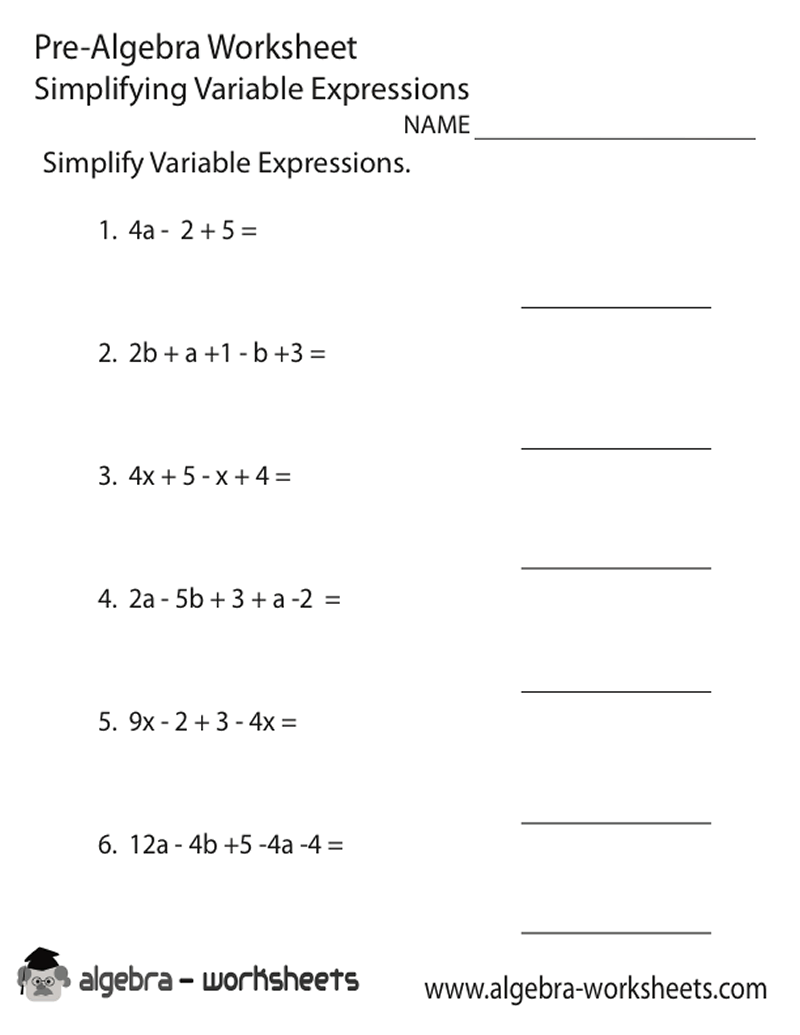6th Grade Math Worksheets Variables 377883