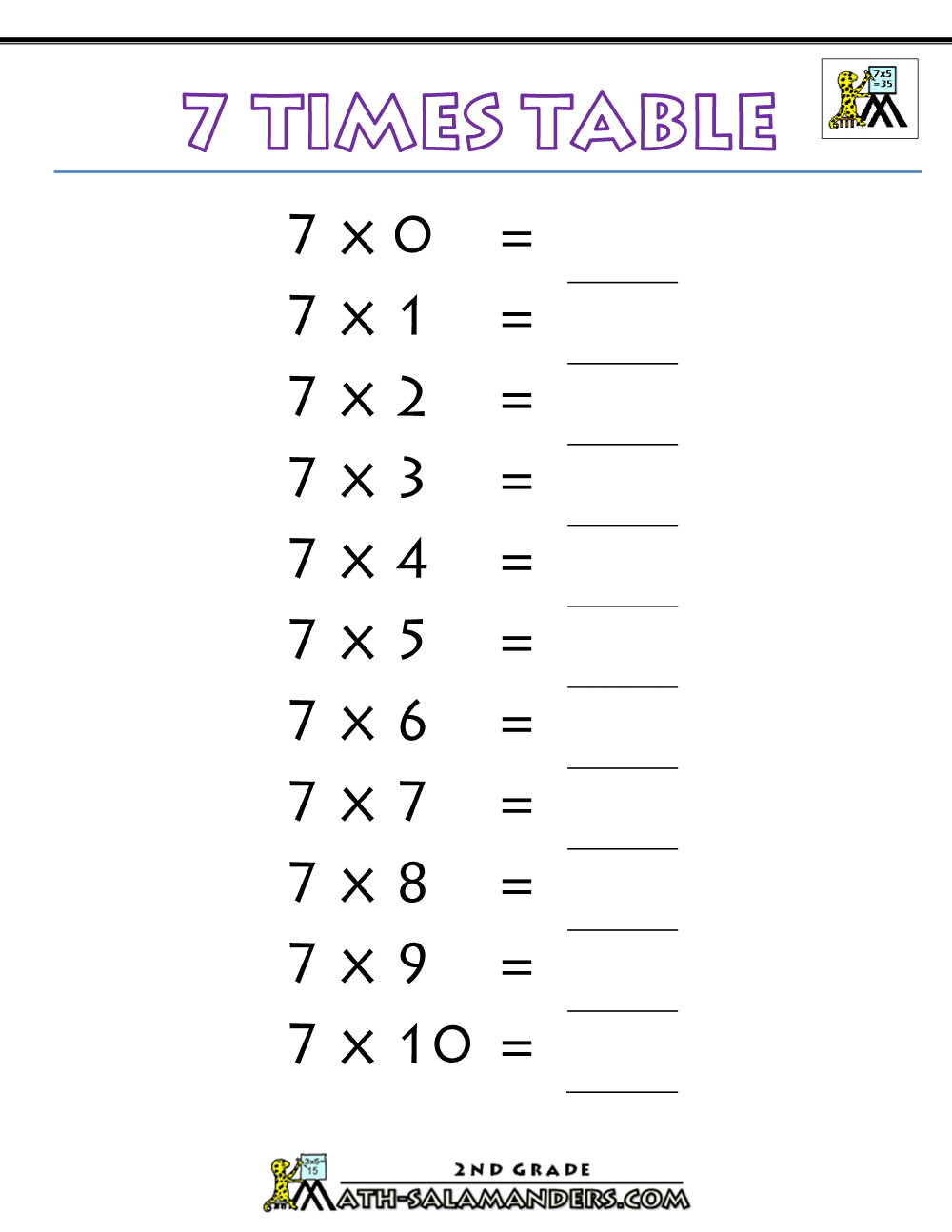 7 Times Table Worksheets The Best Worksheets Image Collection