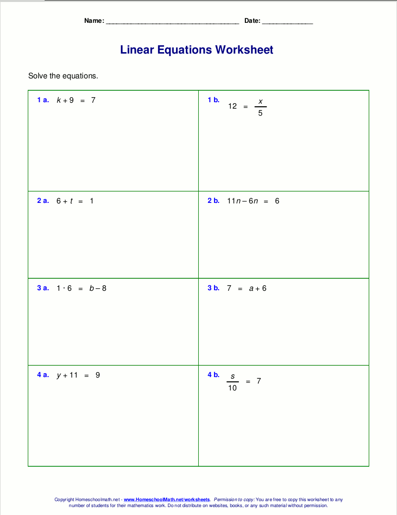 8th Grade Math Two Step Equations Worksheets 1131453