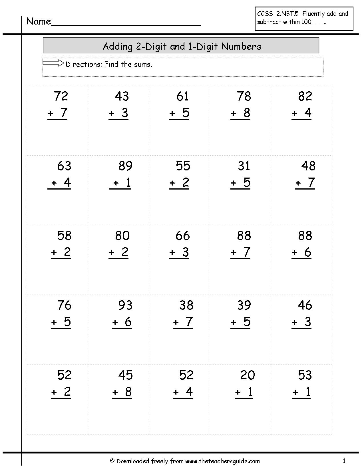 Addition Worksheets Two Digits The Best Worksheets Image