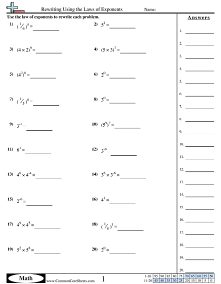 Algebra Worksheets